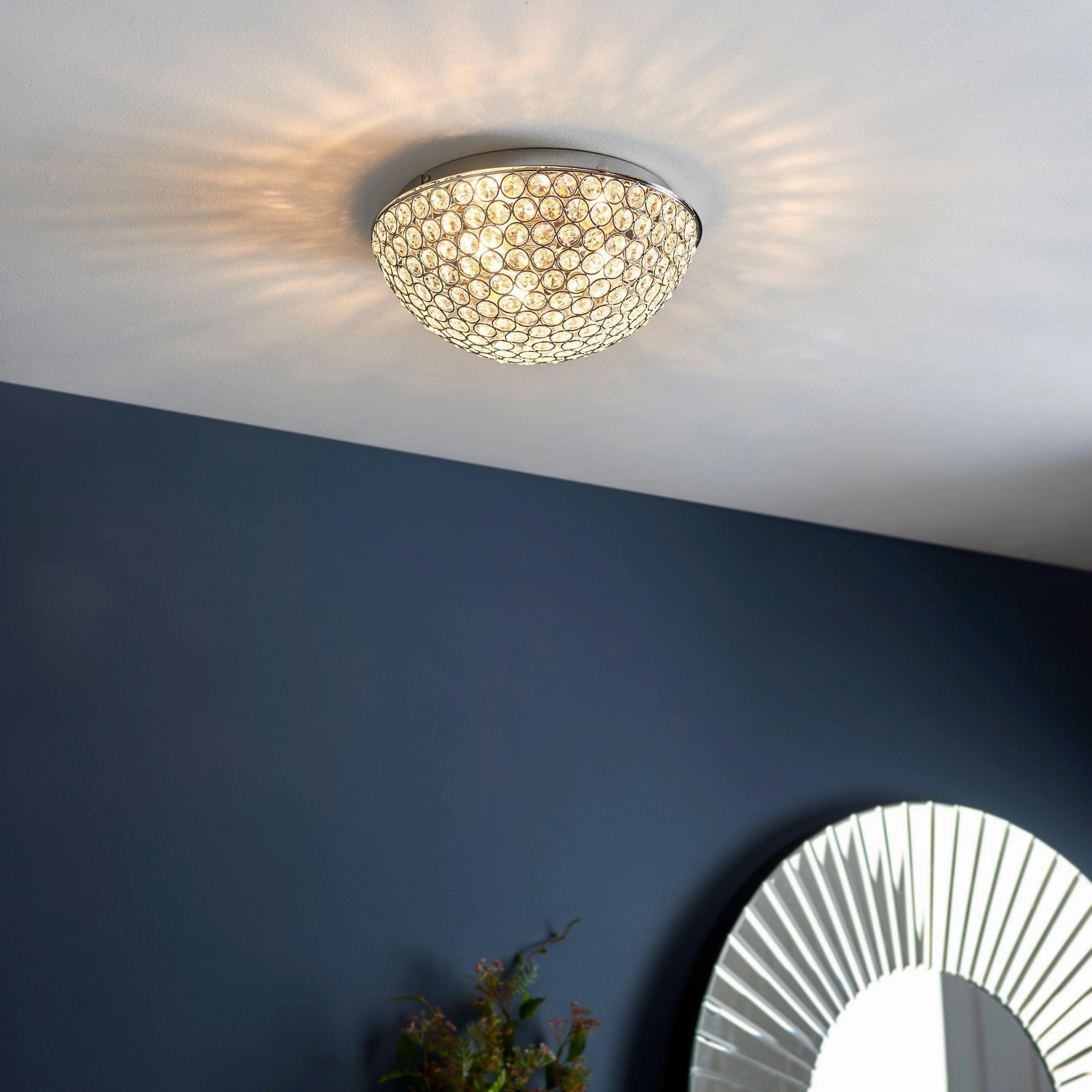 Chryla Clear Crystal & Chrome Flush Bathroom Ceiling Light simple ceiling design light