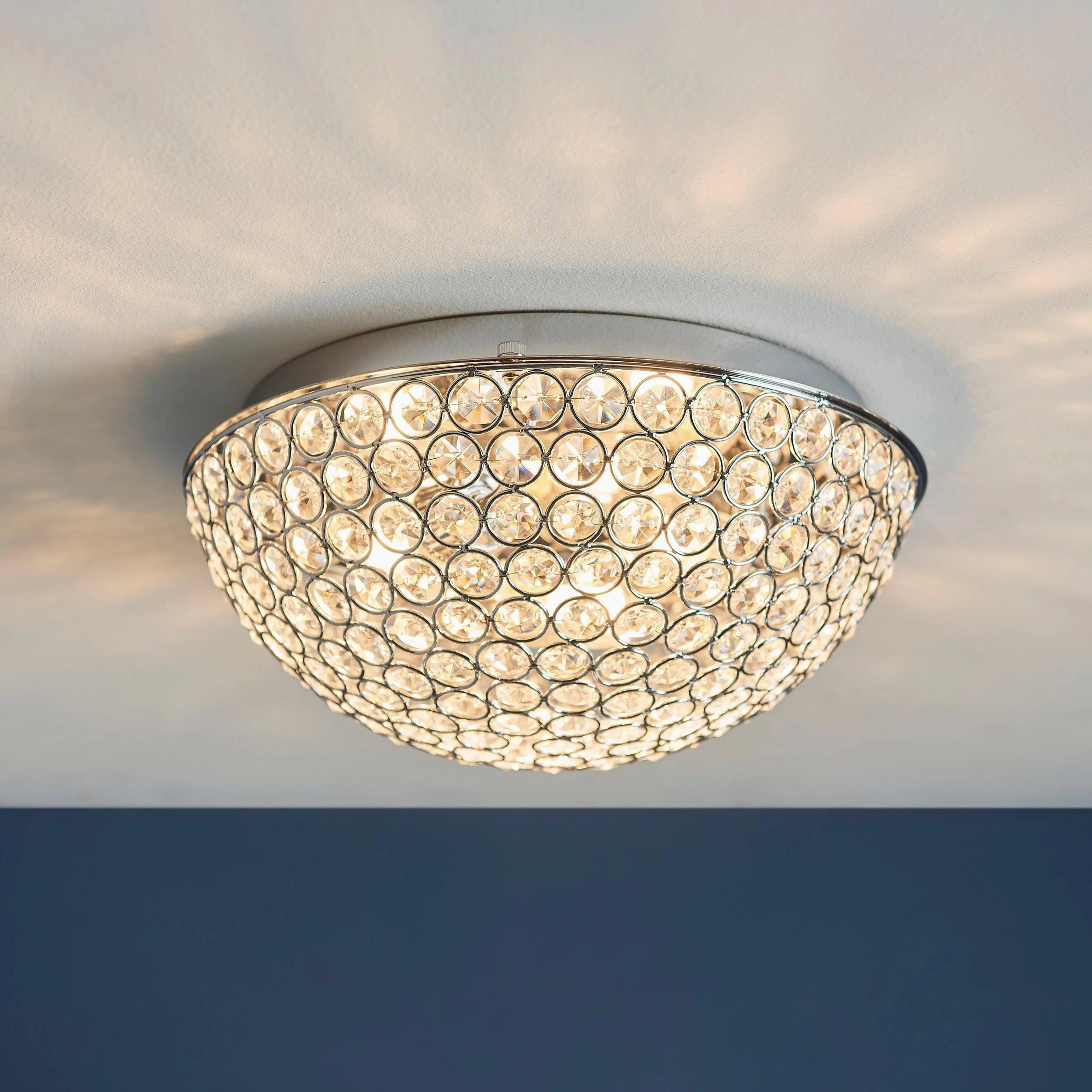 Chryla Clear Crystal & Chrome Flush Bathroom Ceiling Light