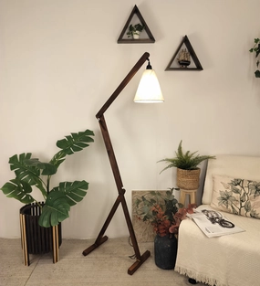Claire Metal Floor Lamp with Beige Fabric Lampshade garden LED light