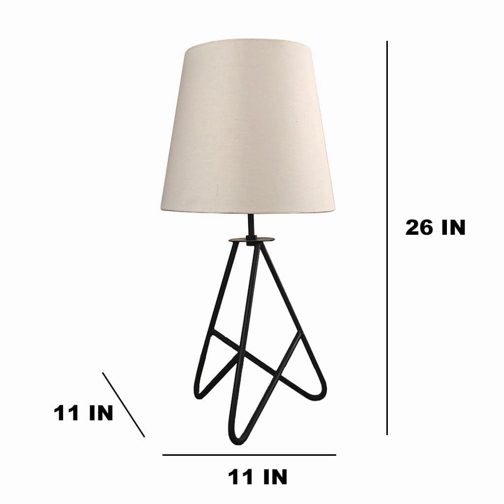 Claire Metal Table Lamp with Black Base and Premium White Fabric Lampshade (BULB NOT INCLUDED)