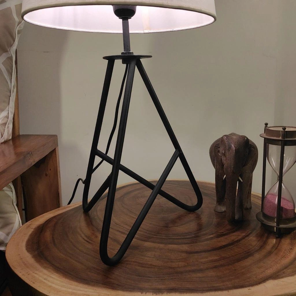 Claire Metal Table Lamp with Black Base and Premium White Fabric Lampshade (BULB NOT INCLUDED)
