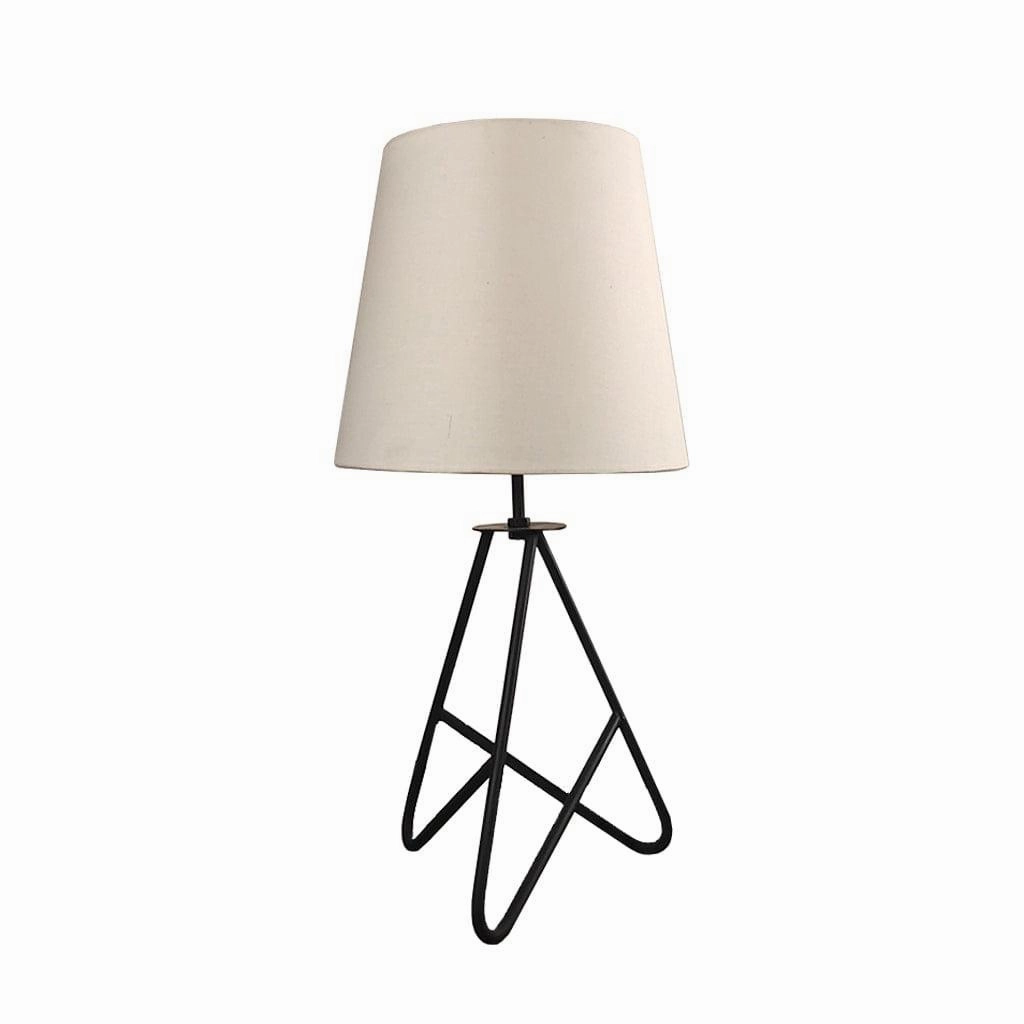 Claire Metal Table Lamp with Black Base and Premium White Fabric Lampshade (BULB NOT INCLUDED)
