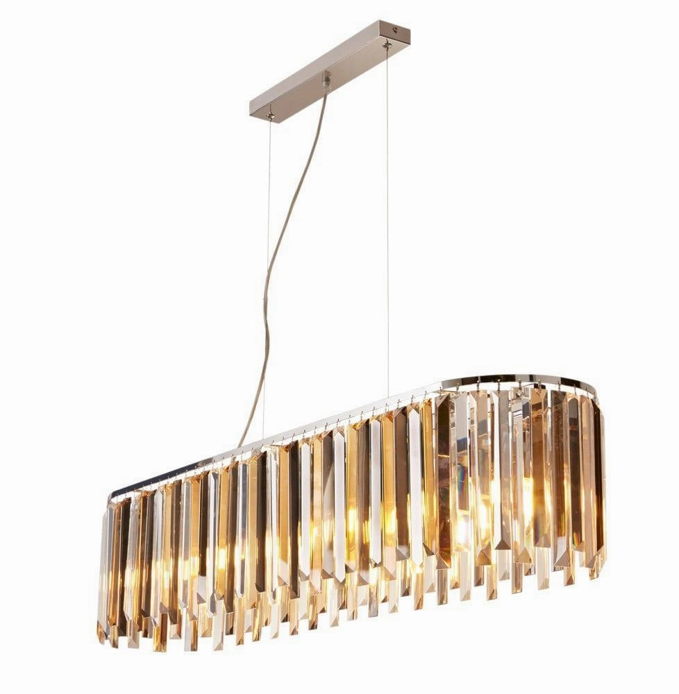 Clarissa 8 Light Chrome Ceiling Pendant Bar - Crystal Drops minimalist ceiling light
