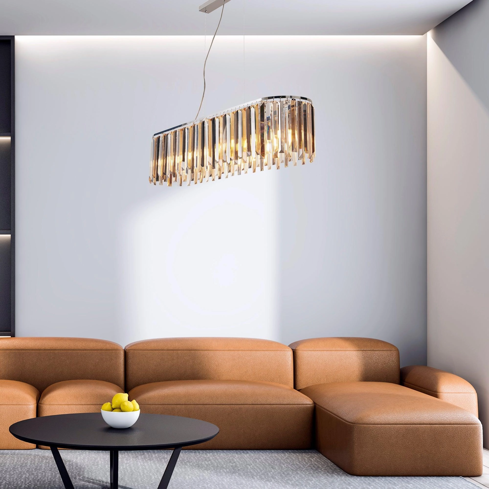 Clarissa 8 Light Chrome Ceiling Pendant Bar - Crystal Drops
