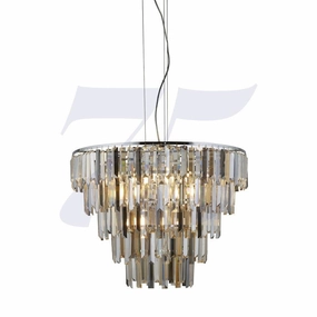 Clarissa 9 Light Chrome Pendant - Crystal Prism Drops minimalist ceiling light