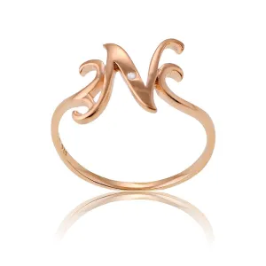 Classic Jewelry Sterling Silver 1 Micron Rose GP Single CZ "N" Ring - W-9487