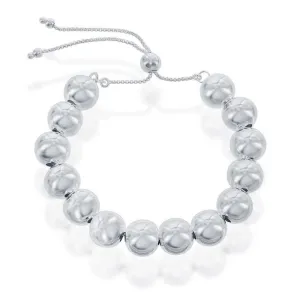 Classic Jewelry Sterling Silver 10mm Round Beads Adjustable Bolo Bracelet, 9.5"
