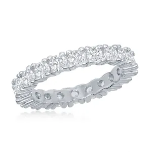 Classic Jewelry Sterling Silver 3mm CZ Eternity Band Ring - W-2446