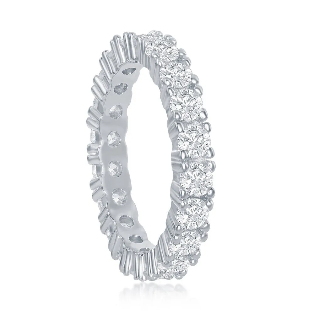 Classic Jewelry Sterling Silver 3mm CZ Eternity Band Ring - W-2446