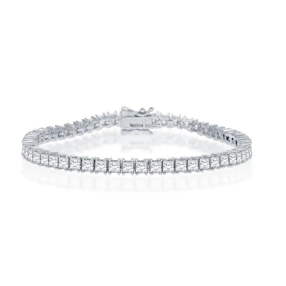Classic Jewelry Sterling Silver 3mm Square Tennis Bracelet, 7.5"