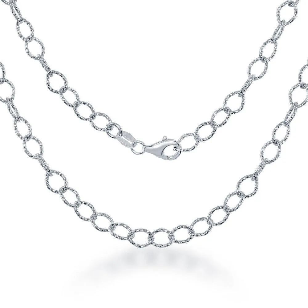 Classic Jewelry Sterling Silver 4.8mm Diamond Cut Rolo Link Chain, 24"