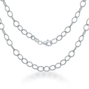 Classic Jewelry Sterling Silver 4.8mm Diamond Cut Rolo Link Chain, 24"