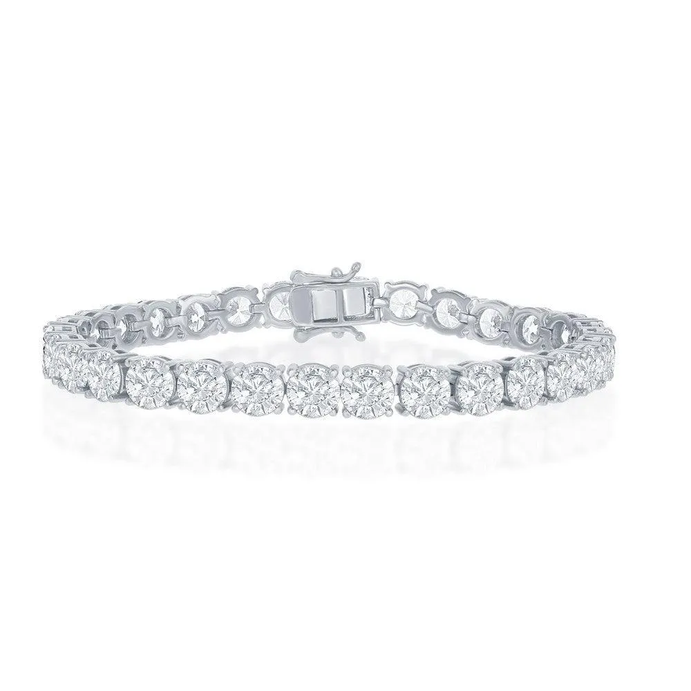 Classic Jewelry Sterling Silver 6mm Prong-Set Round CZ Tennis Bracelet, 7.5"