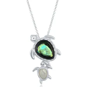 Classic Jewelry Sterling Silver Abalone Turtle with MOP Baby Turtle Necklace