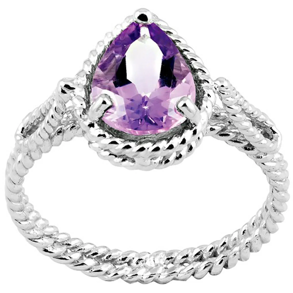 Classic Jewelry Sterling Silver Amethyst Twisted Wire Ring - W-9255