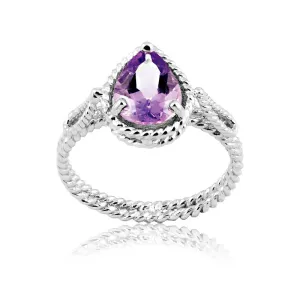 Classic Jewelry Sterling Silver Amethyst Twisted Wire Ring - W-9255
