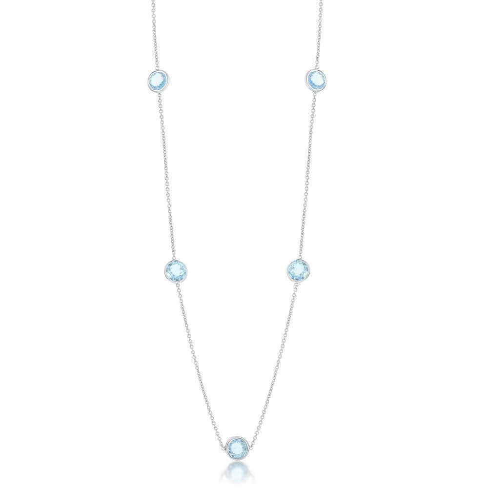 Classic Jewelry Sterling Silver Bezel-Set 26.964cttw Blue Topaz Necklace