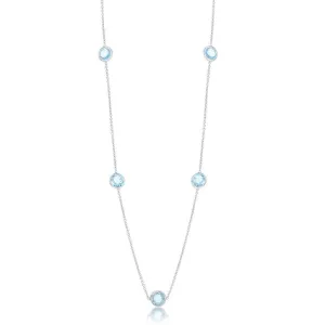 Classic Jewelry Sterling Silver Bezel-Set 26.964cttw Blue Topaz Necklace