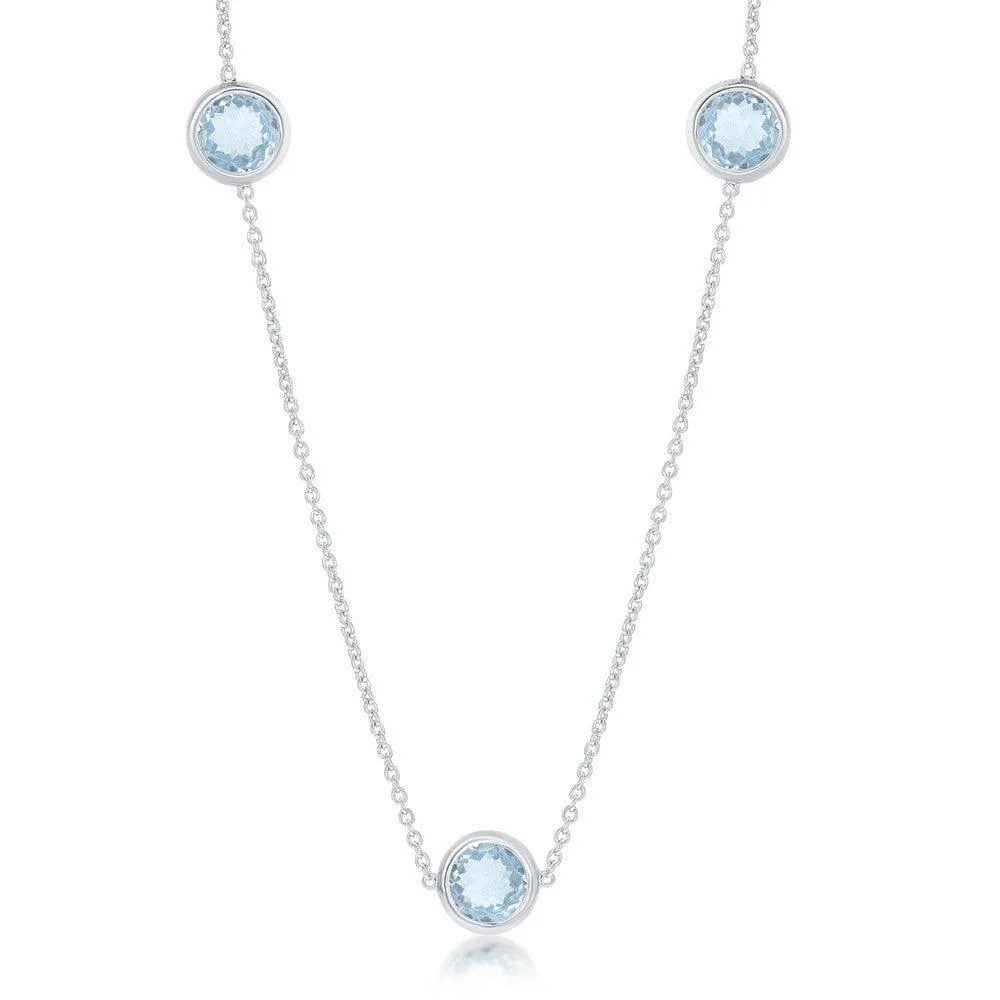 Classic Jewelry Sterling Silver Bezel-Set 26.964cttw Blue Topaz Necklace