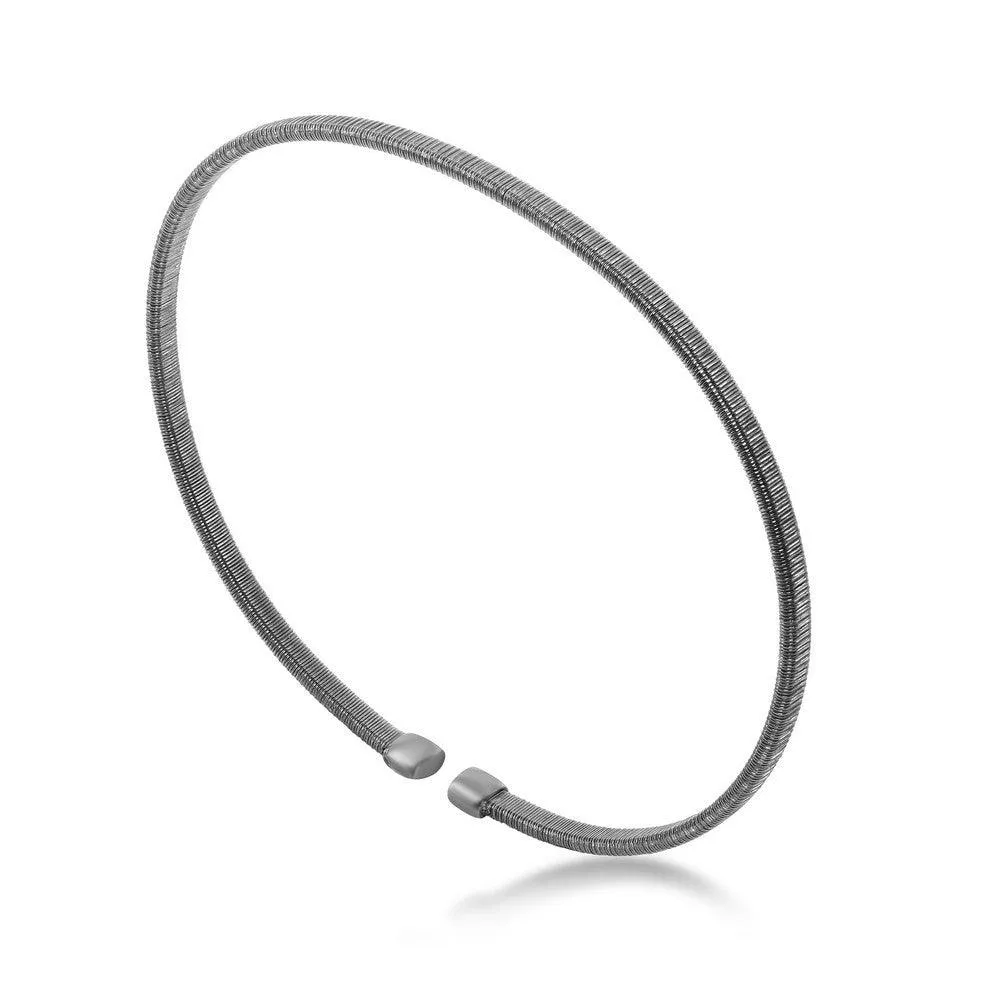 Classic Jewelry Sterling Silver Black Rhodium Wire Designer Bangle
