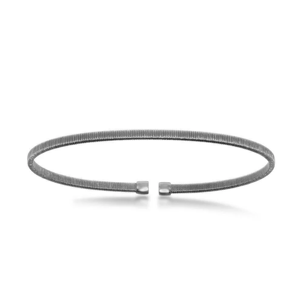 Classic Jewelry Sterling Silver Black Rhodium Wire Designer Bangle