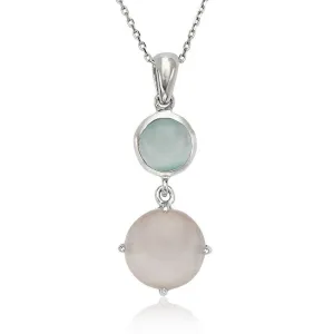 Classic Jewelry Sterling Silver Blue and Pink Cat's Eye Necklace