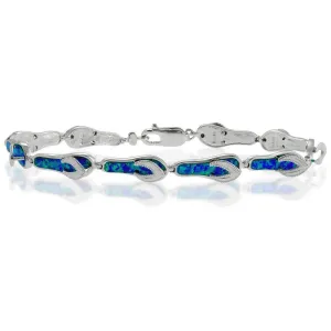 Classic Jewelry Sterling Silver Blue Inlay Opal Flip-Flop Link Bracelet, 7.5"