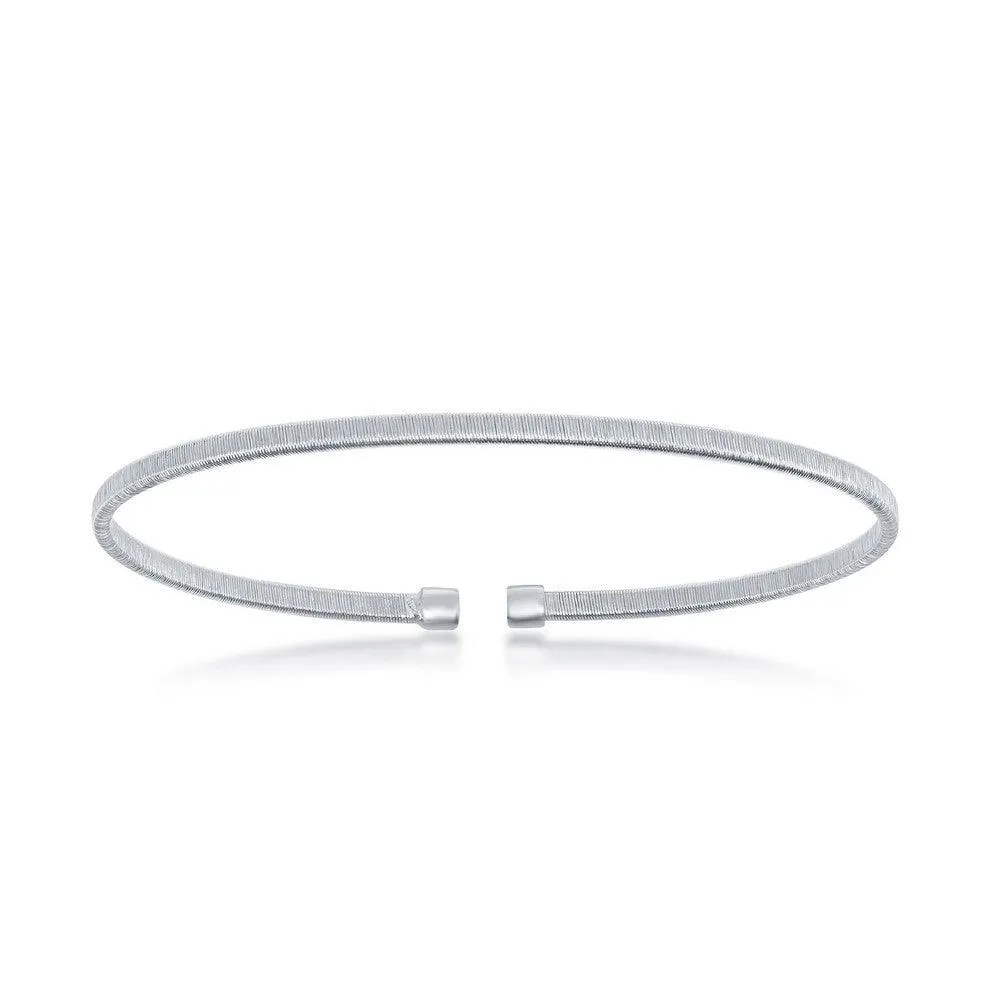 Classic Jewelry Sterling Silver Bonded with Platinum Wire Designed Bangle