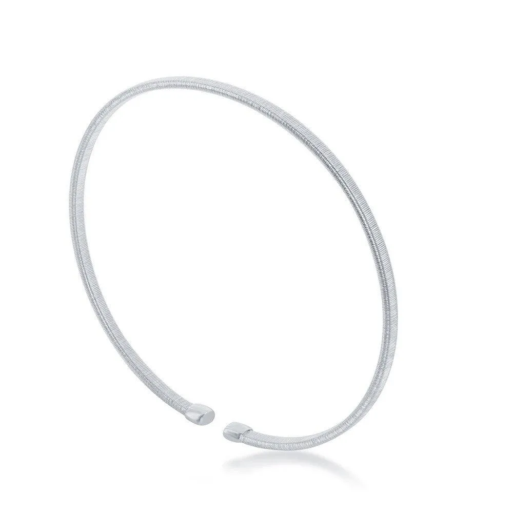 Classic Jewelry Sterling Silver Bonded with Platinum Wire Designed Bangle