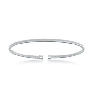 Classic Jewelry Sterling Silver Bonded with Platinum Wire Designed Bangle
