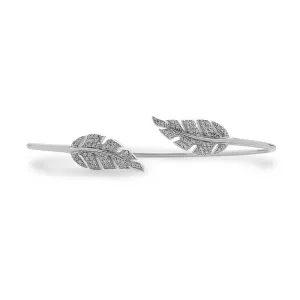 Classic Jewelry Sterling Silver Cubic Zirconia Leaf Bangle