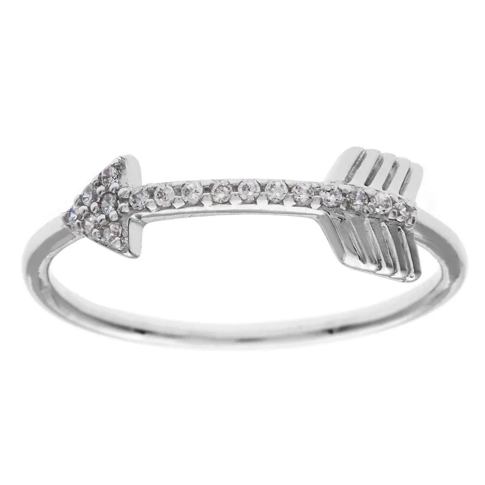 Classic Jewelry Sterling Silver CZ Arrow Ring - W-9858