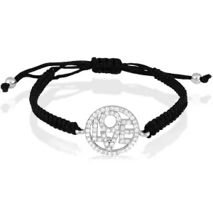 Classic Jewelry Sterling Silver CZ LOVE Macrame Bracelet