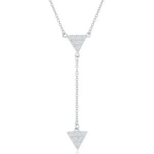 Classic Jewelry Sterling Silver CZ Triangle with Y Design Necklace