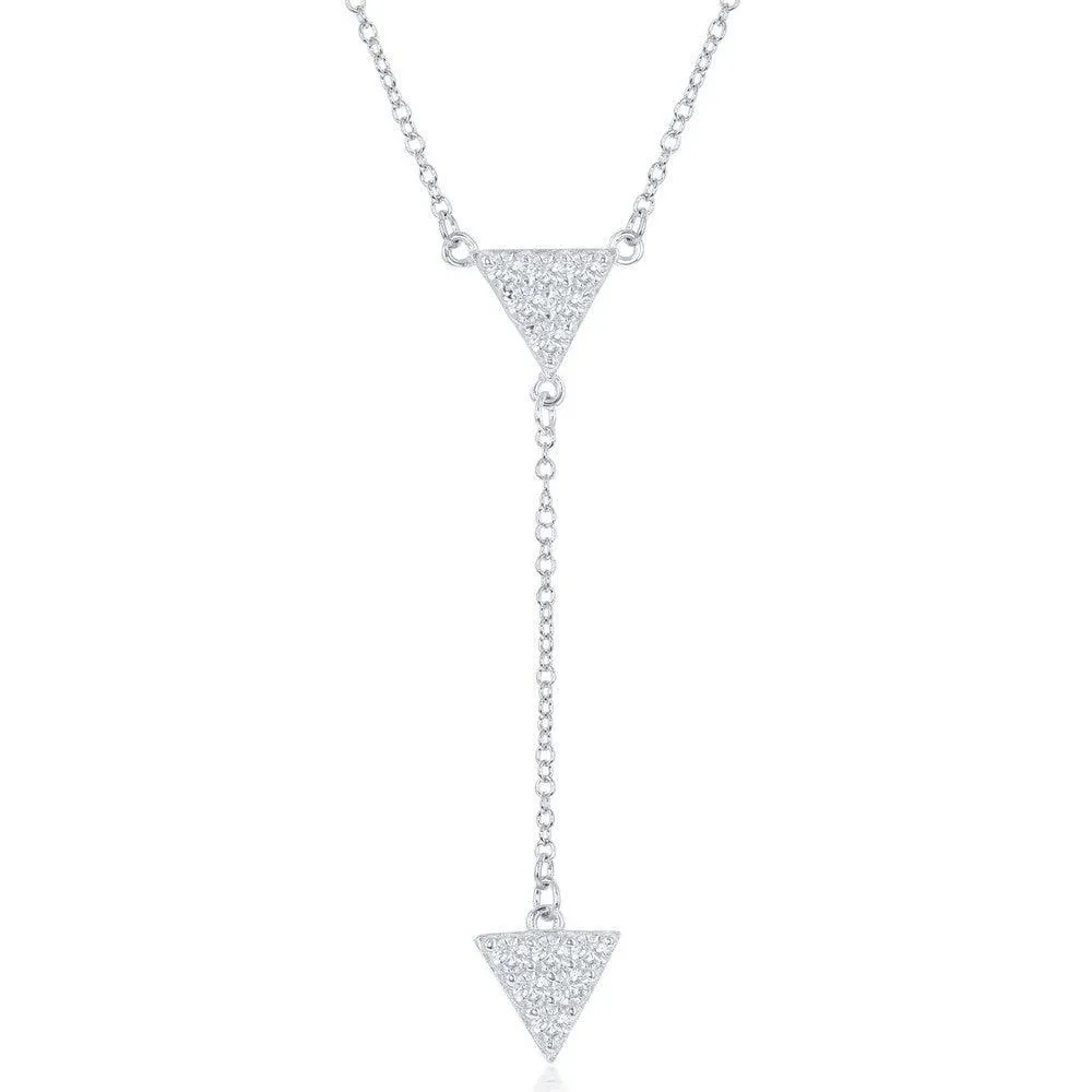 Classic Jewelry Sterling Silver CZ Triangle with Y Design Necklace