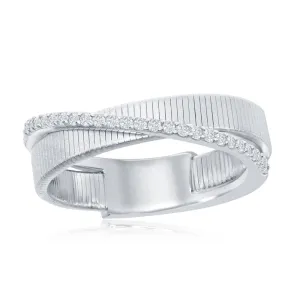 Classic Jewelry Sterling Silver Designer CZ Ring Bonded with Platinum, Size 9