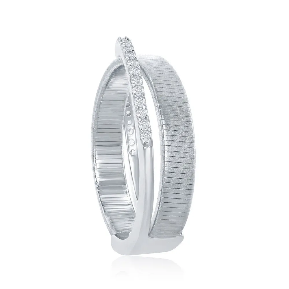 Classic Jewelry Sterling Silver Designer CZ Ring Bonded with Platinum, Size 9