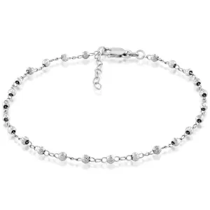 Classic Jewelry Sterling Silver Diamond Cut Bead Anklet