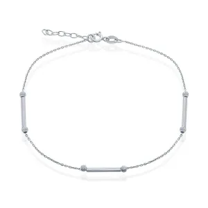 Classic Jewelry Sterling Silver Diamond Cut Beads with Rods Anklet