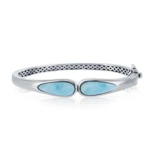 Classic Jewelry Sterling Silver Double Teardrop Larimar Bangle