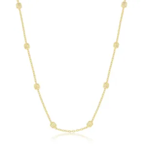 Classic Jewelry Sterling Silver Gold Plated Grid Square Beaded Chain, 18"