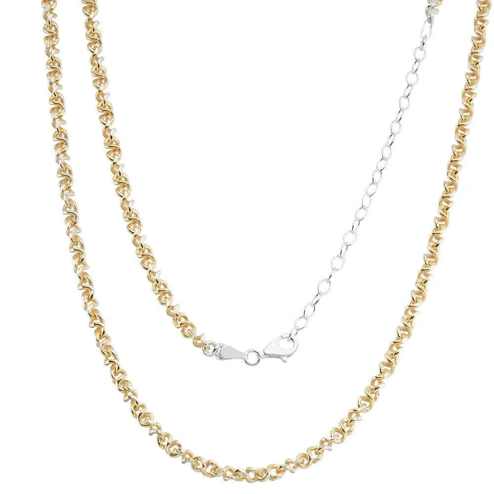 Classic Jewelry Sterling Silver Gold Plated Infinity Chain, 7"