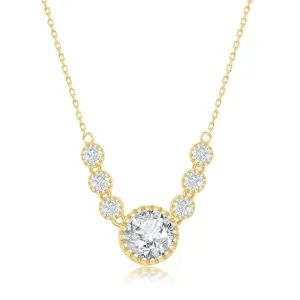 Classic Jewelry Sterling Silver Gold Plated Round Cubic Zirconia Necklace