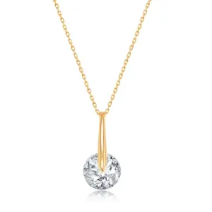 Classic Jewelry Sterling Silver Gold Plated Spinning Round CZ Necklace