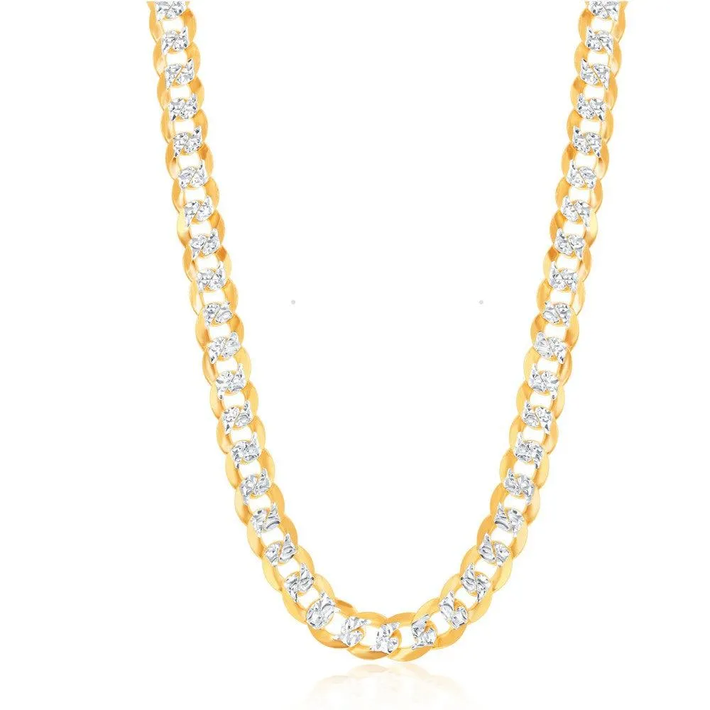 Classic Jewelry Sterling Silver GP 7.3mm Flat Pave Cuban Chain, 18"