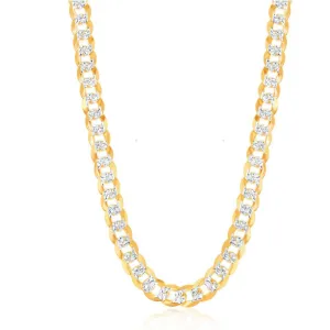 Classic Jewelry Sterling Silver GP 7.3mm Flat Pave Cuban Chain, 18"