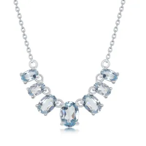 Classic Jewelry Sterling Silver Graduating Blue Topaz Oval Necklace
