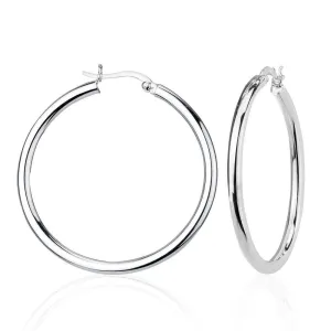 Classic Jewelry Sterling Silver High-Polished Hoop Earrings, 3 x 40 mm