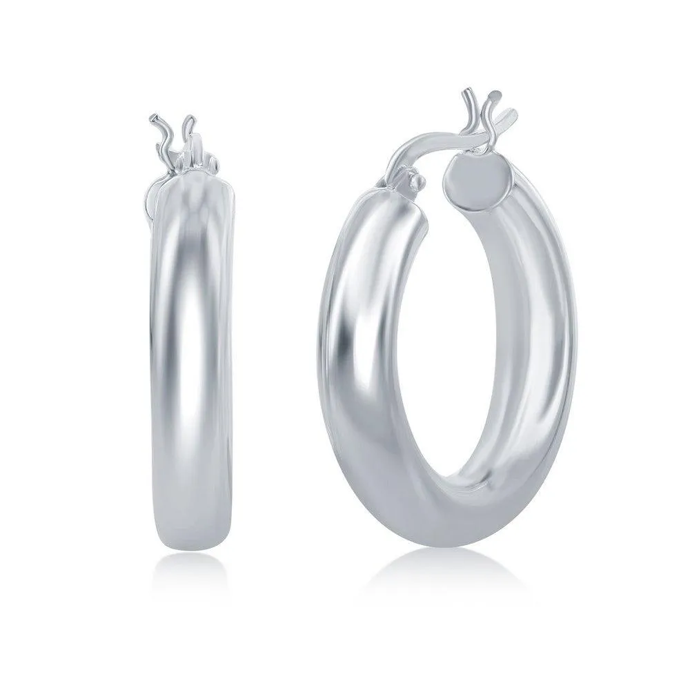 Classic Jewelry Sterling Silver High-Polished Hoop Earrings, 5 x 25 mm