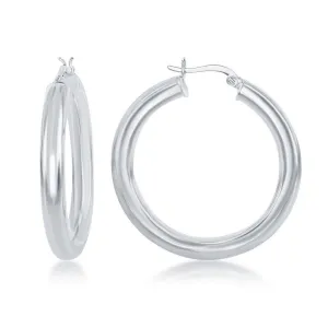 Classic Jewelry Sterling Silver High-Polished Hoop Earrings, 5 x 40 mm